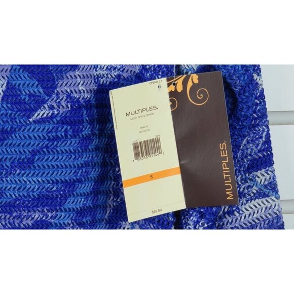 Multiples Top Womens Size Small Blue Beaded Scoop Neck 3/4 Sleeve Layered Mesh - Picture 10 of 11